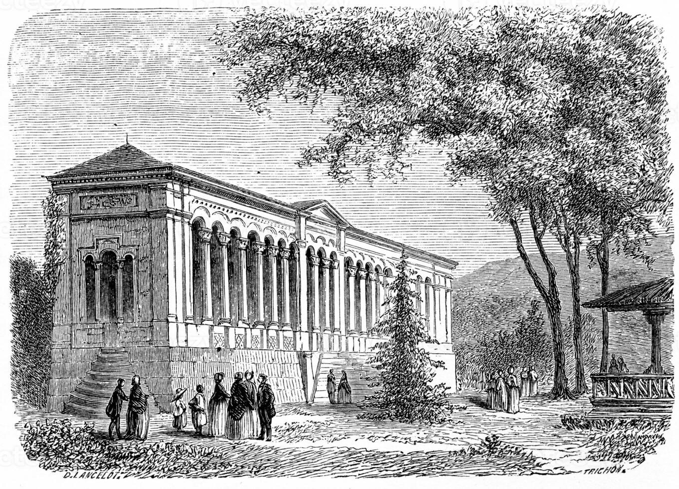 Trinkhalle, vintage engraving. photo