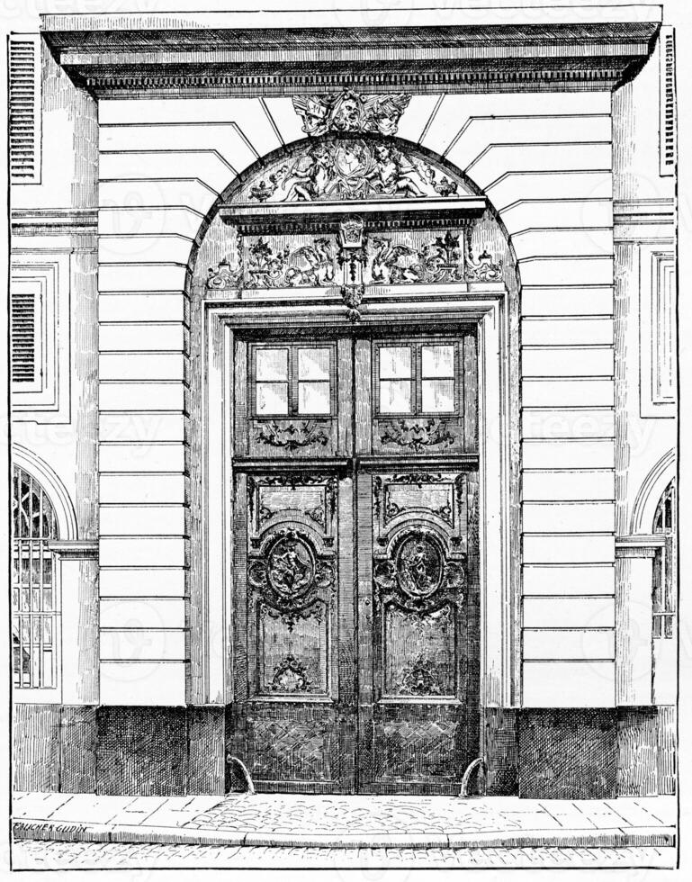 The Faubourg Saint-Germain, vintage engraving. photo