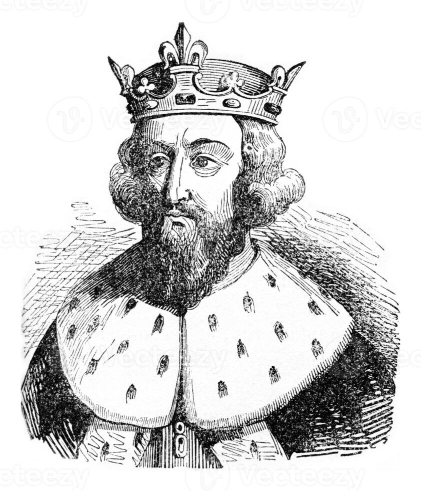 Alfred the Great, vintage engraving. photo