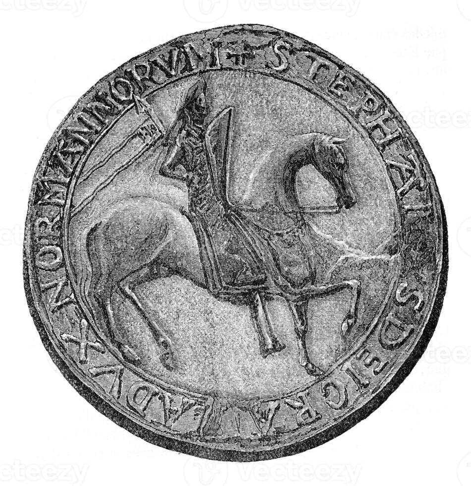 Seal against Stephen, vintage engraving. photo