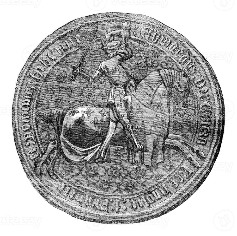 Seal against Edward IV, vintage engraving. photo