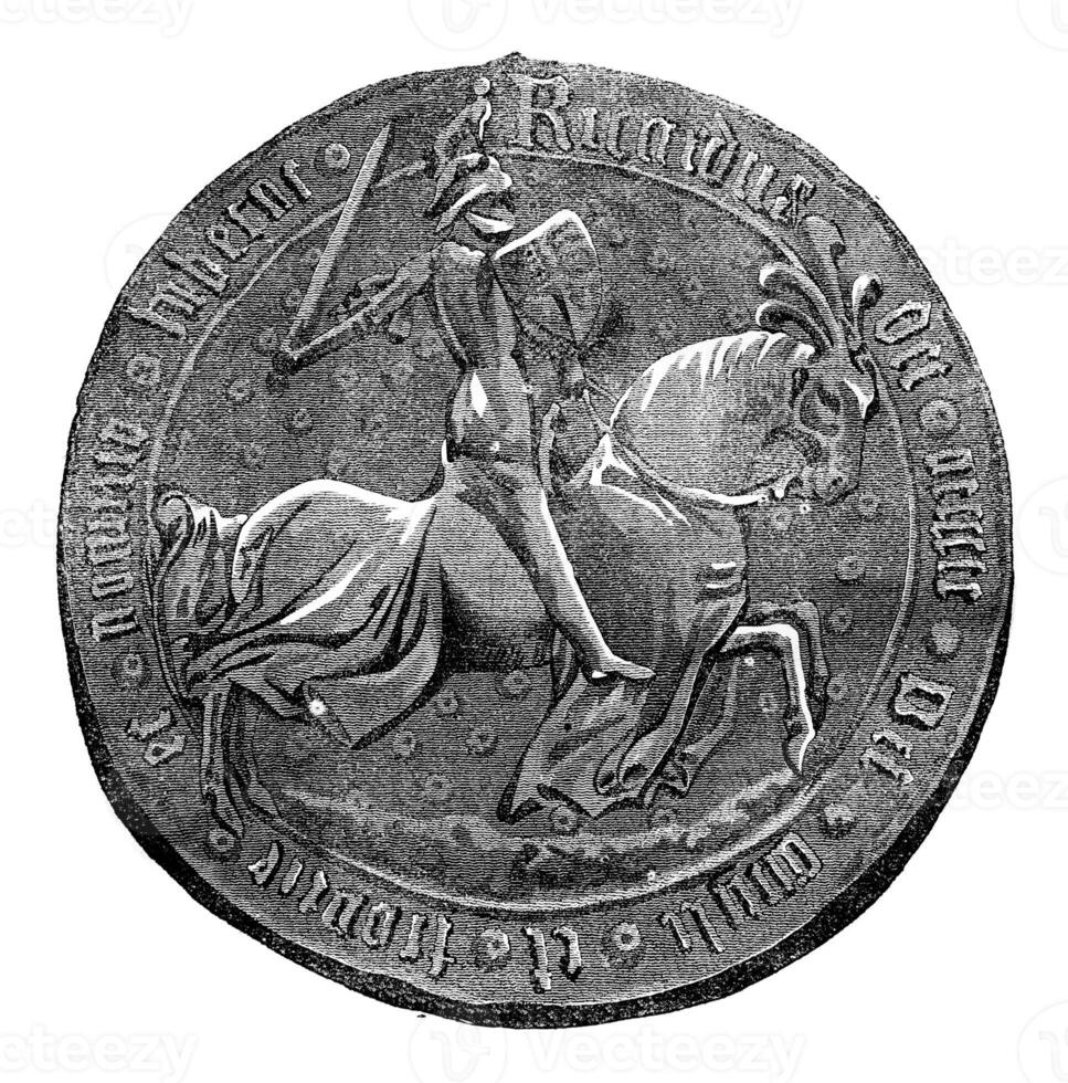 Against Seal of Richard III, vintage engraving. photo