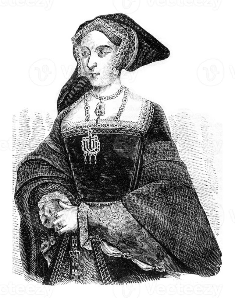 Portrait of Jane Seymour, vintage engraving. photo