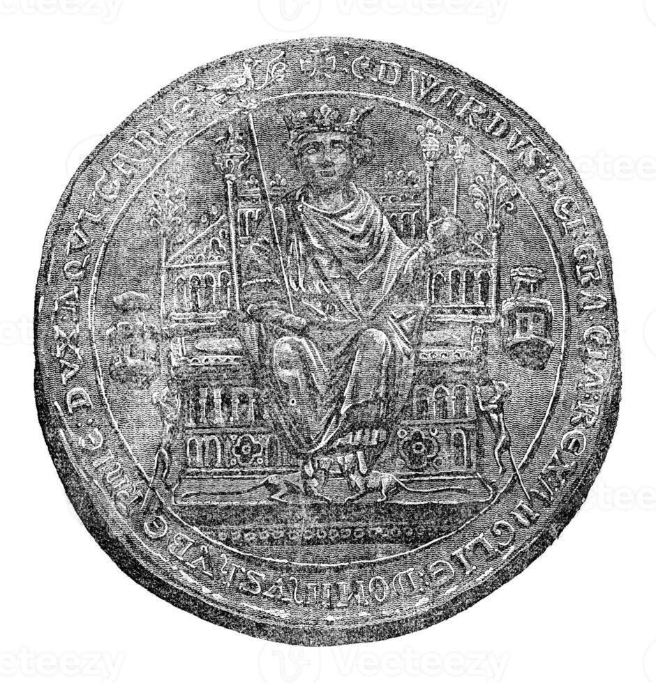 Seal of Edward I, vintage engraving. photo