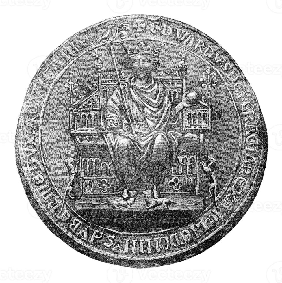 Seal of Edward II, vintage engraving. photo