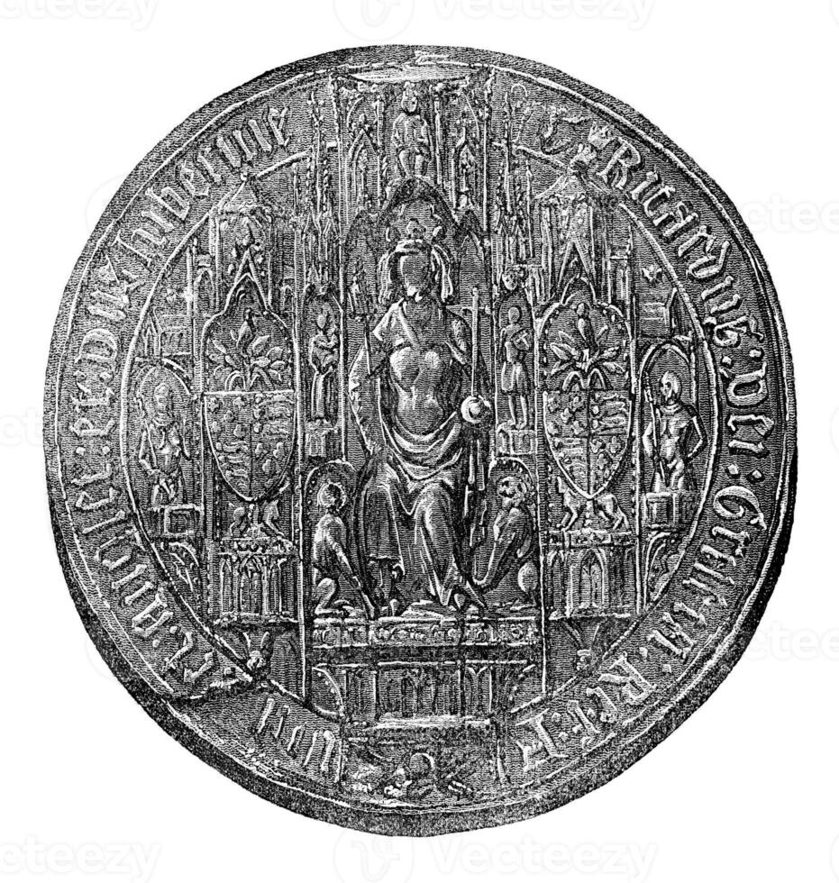 Seal of Richard II, vintage engraving. photo