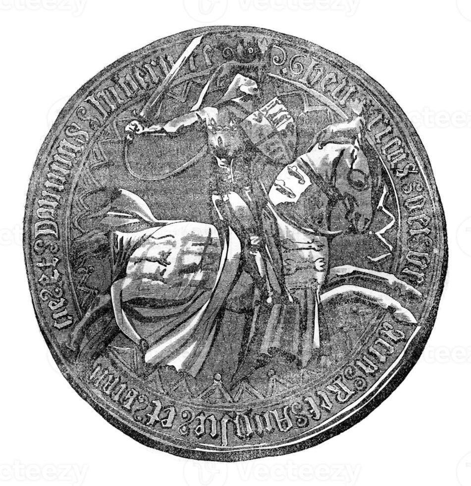 Seal against Henry V, vintage engraving. photo