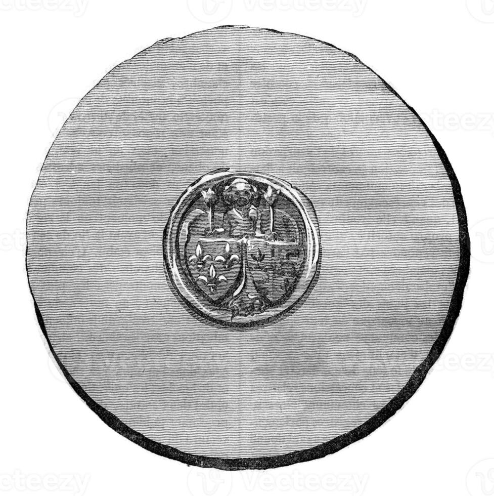 Seal against Henry IV, vintage engraving. photo