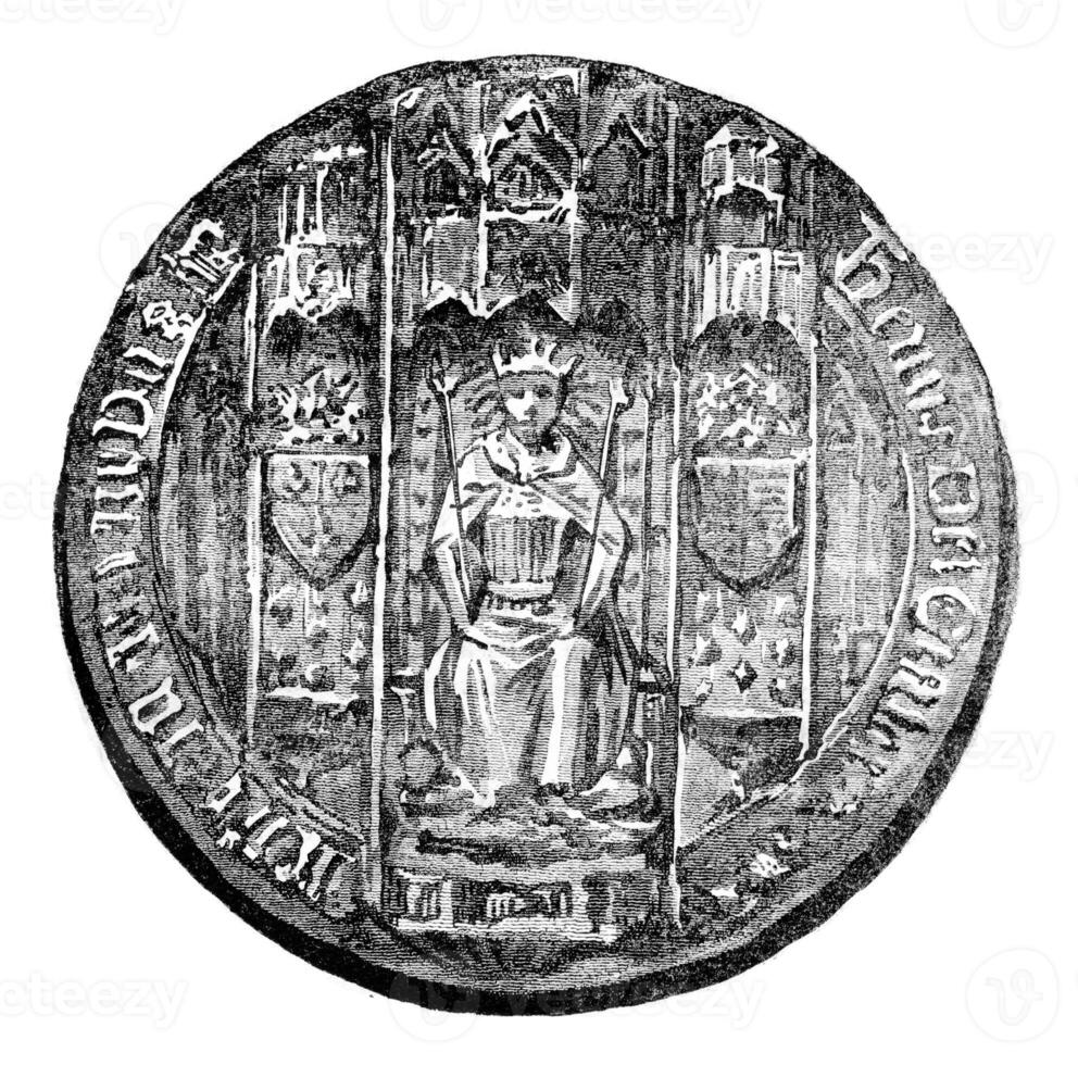 Seal of Henry VI, vintage engraving. photo