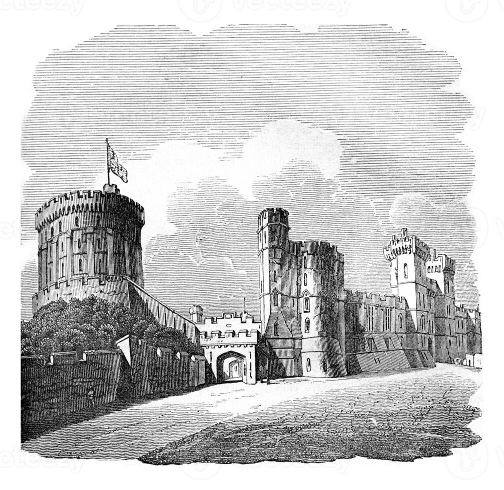 Windsor Castle, vintage engraving. photo