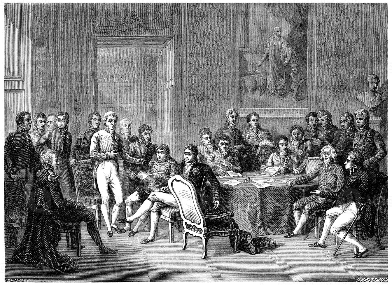 Congress of Vienna, vintage engraving. photo