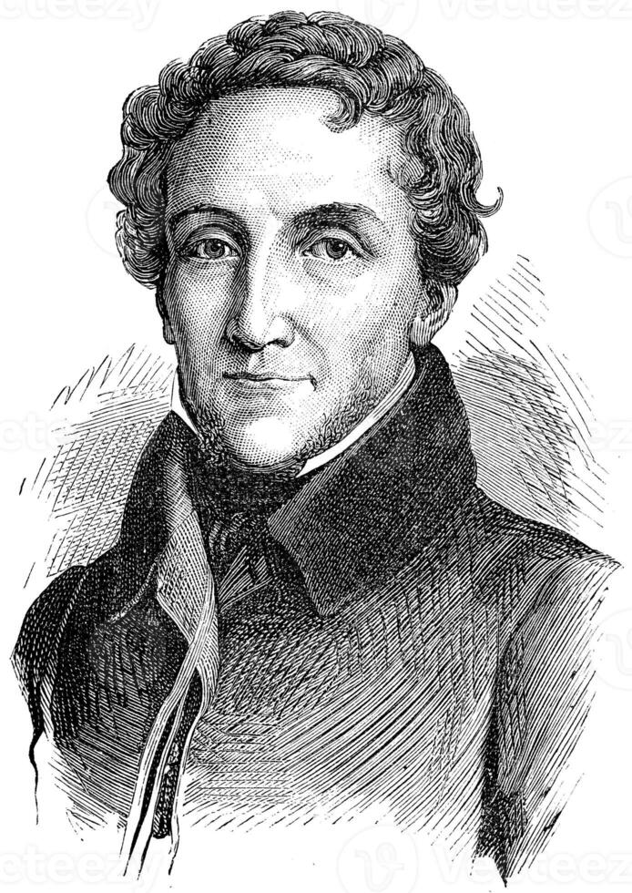 Louis-Mathieu Mole, vintage engraving. photo