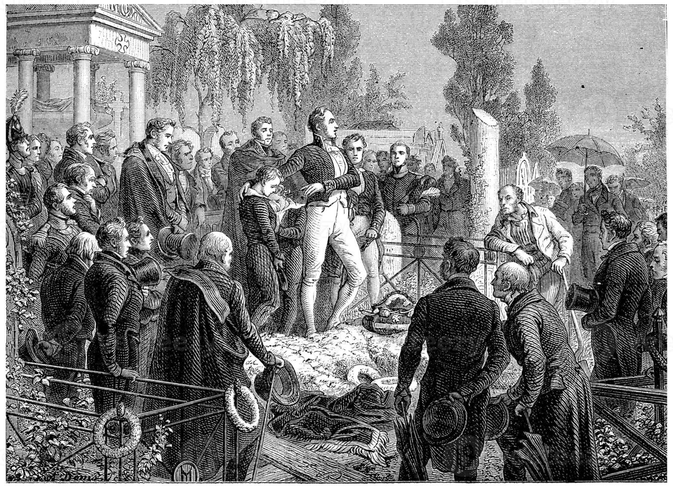 Funeral of General Foy, vintage engraving. photo