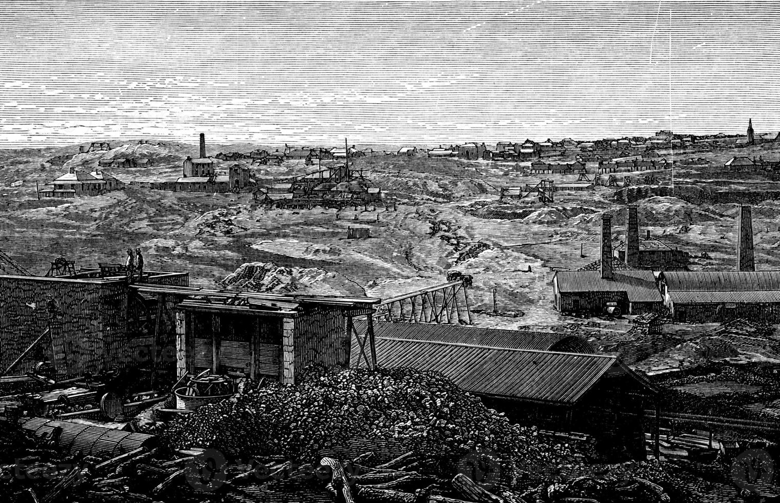 Australia. The foundations of a city, vintage engraving. photo