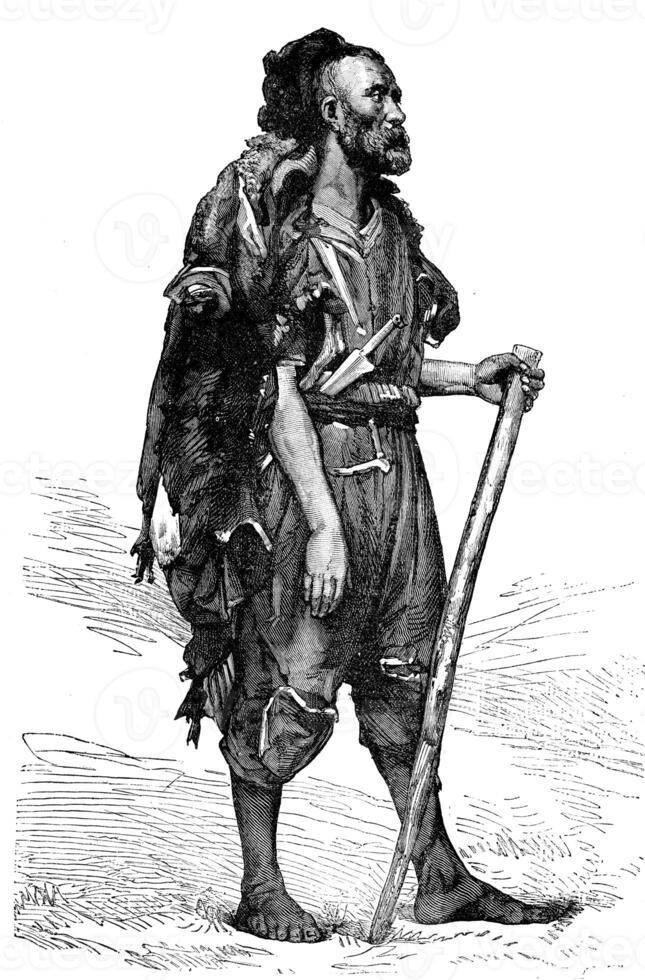 Tunisia. Type Shepherd Kroumir, vintage engraving. photo
