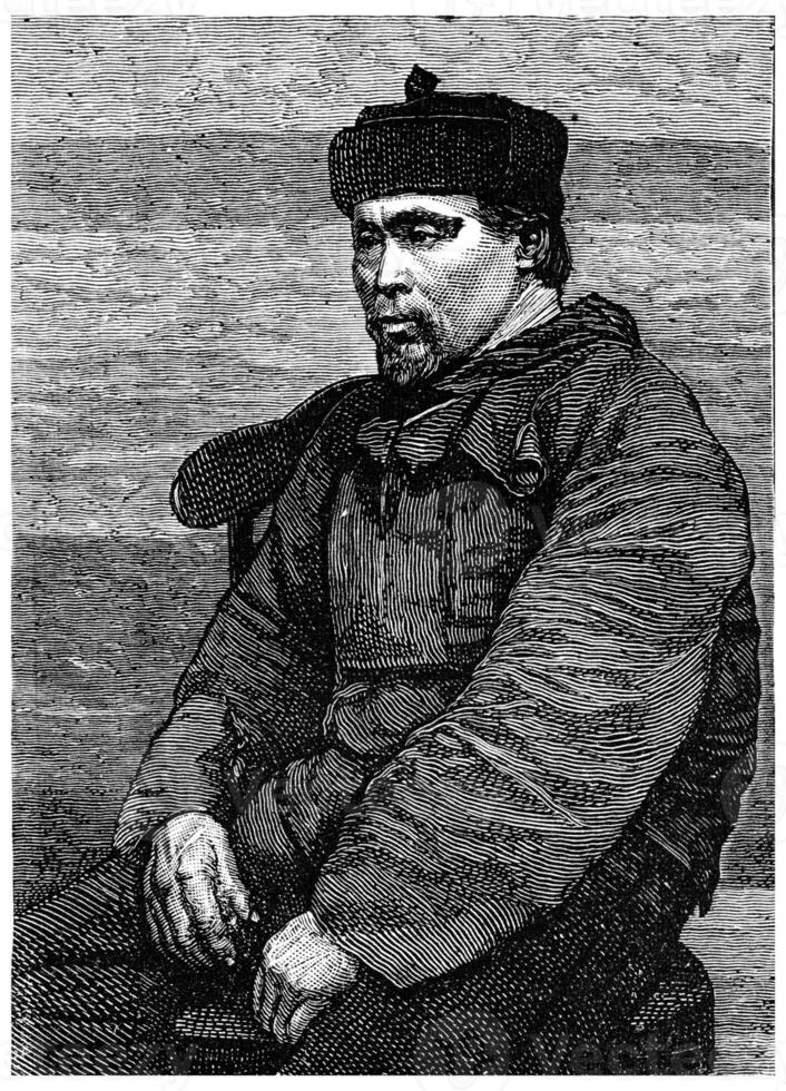 Hans Hendrik, Eskimo interpreter and guide, vintage engraving. photo