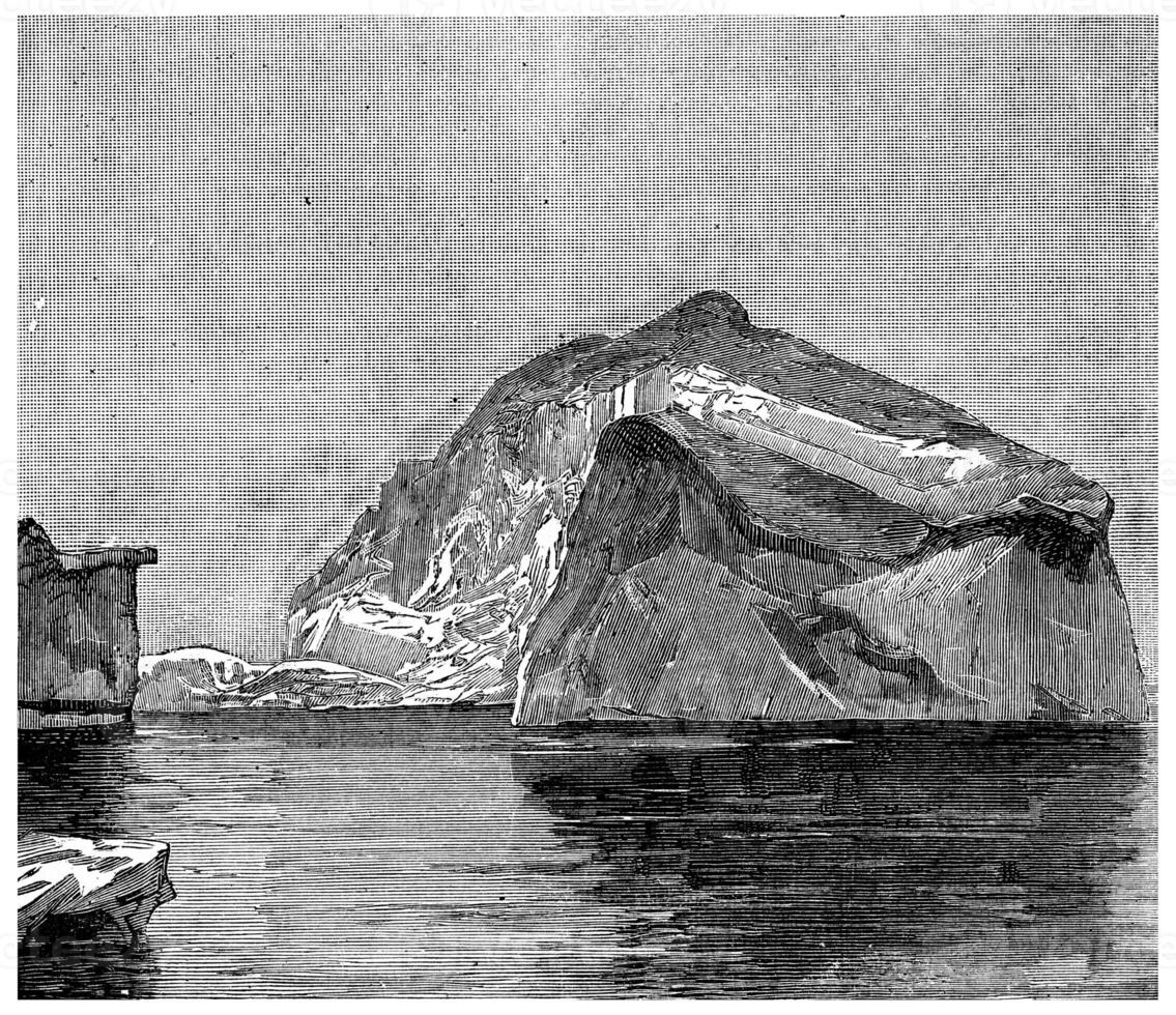 Floating ice of Melville Bay, vintage engraving. photo