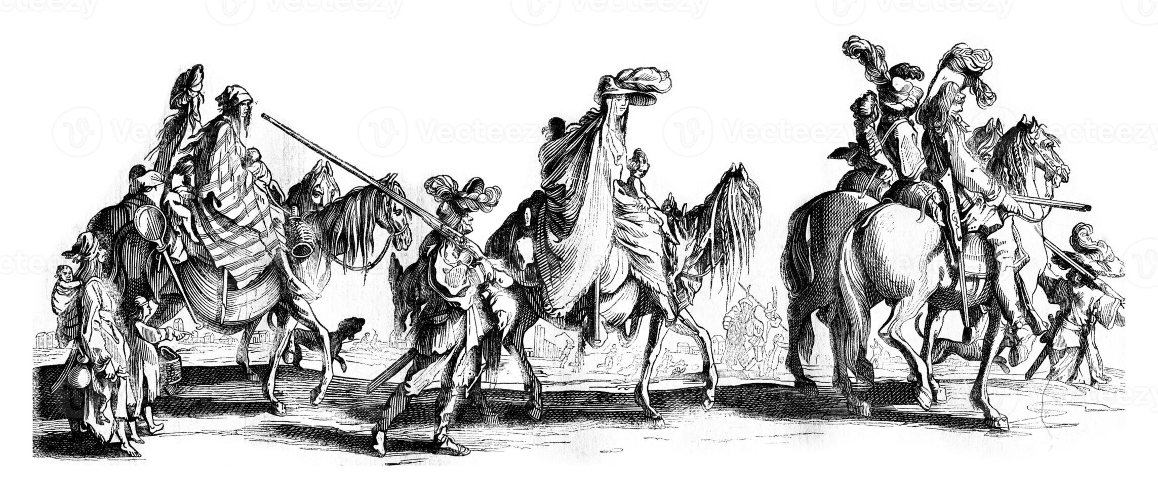 Bohemians, wizards, jugglers or thieves, gypsies Gays, or to have you come, vintage engraving. photo