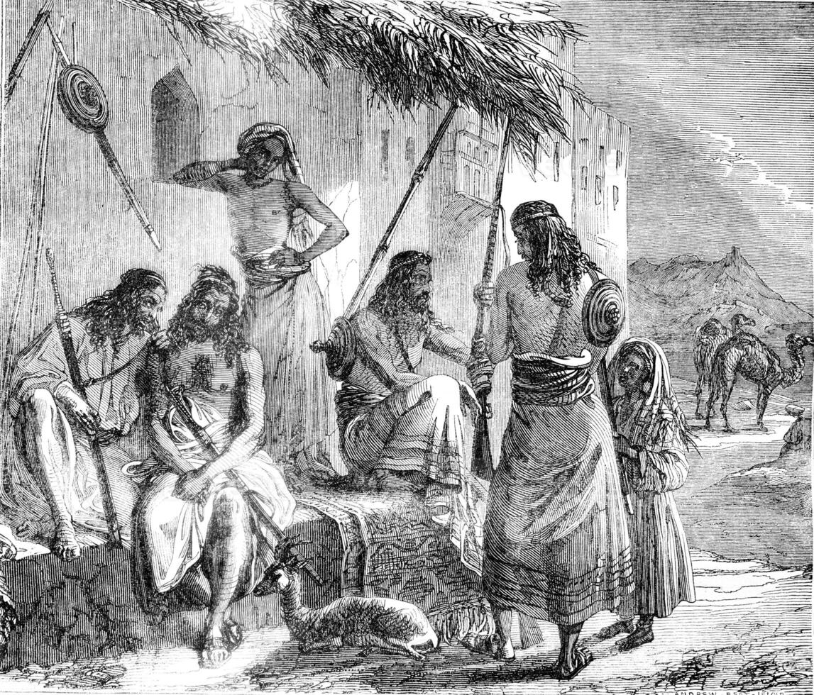 1841 Exhibition of Painting, A position of Arabs belonging to the custody of the Imam, in Muscat, Colin, vintage engraving. photo