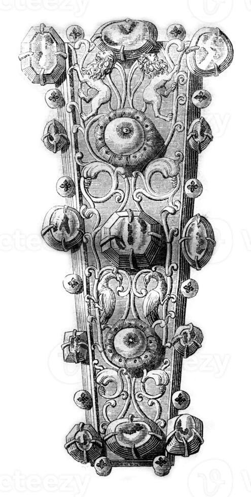 Jewel in the tomb of Constance of Aragon, in Palermo, vintage engraving. photo