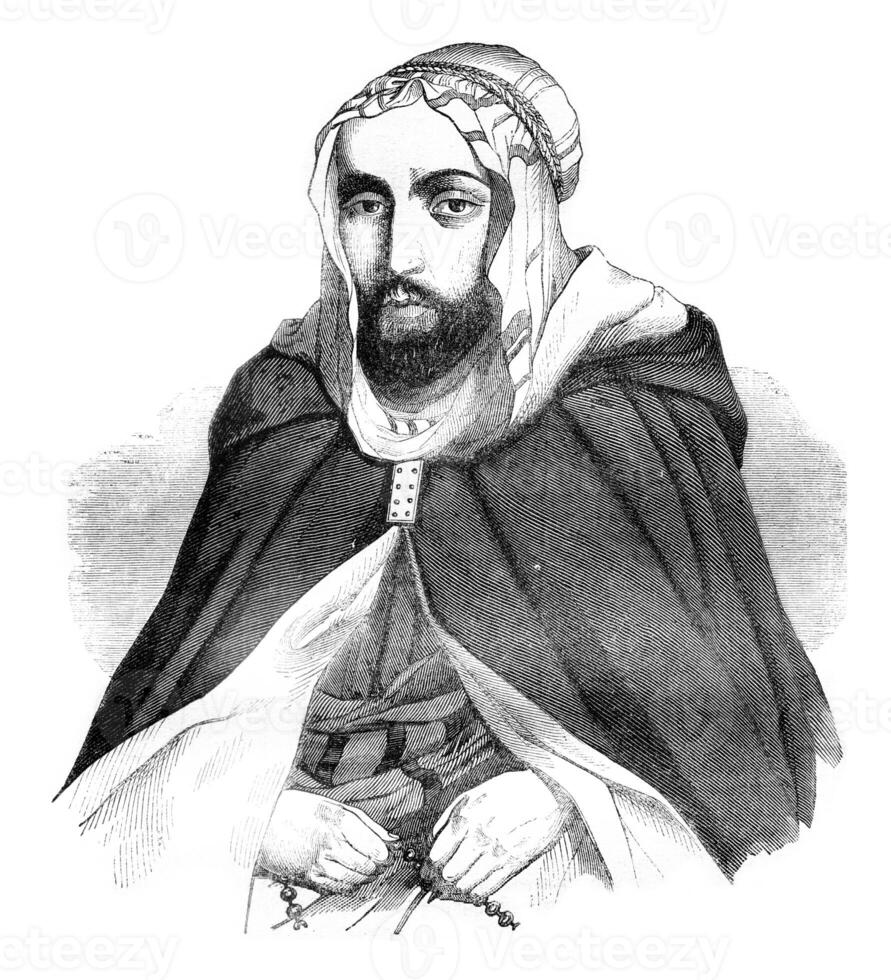 Abdelkader, vintage engraving. photo