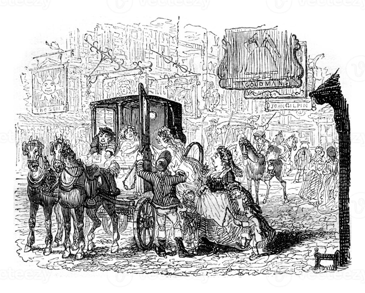 Start of the Gilpin family, vintage engraving. photo
