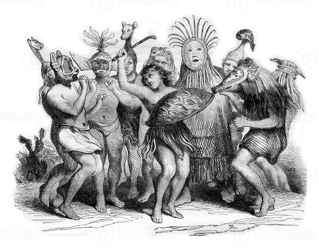 Brazilian Wild Dances, vintage engraving. photo