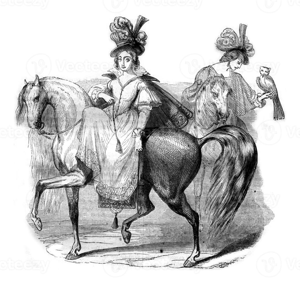 Museum of Orleans. A Cavalcade by Drevet Nancy, vintage engraving. photo