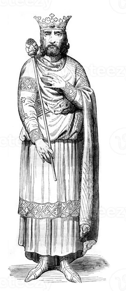 Louis VII the Younger, vintage engraving. photo