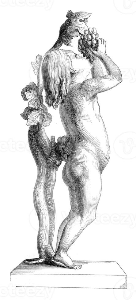 1845 Show, A Child, marble statue, vintage engraving. photo