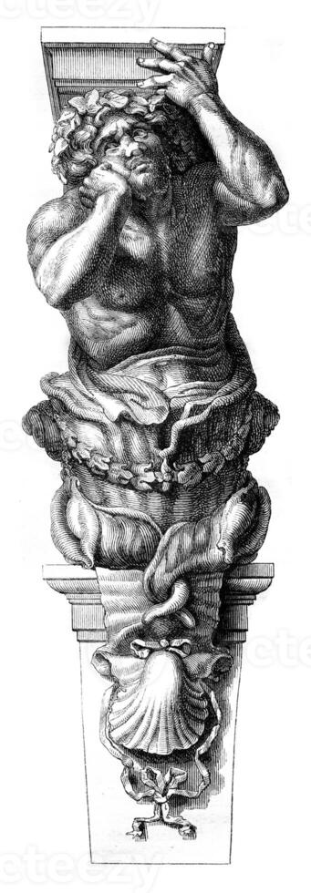 Caryatids of the Toulon City Hall by Puget, vintage engraving. photo