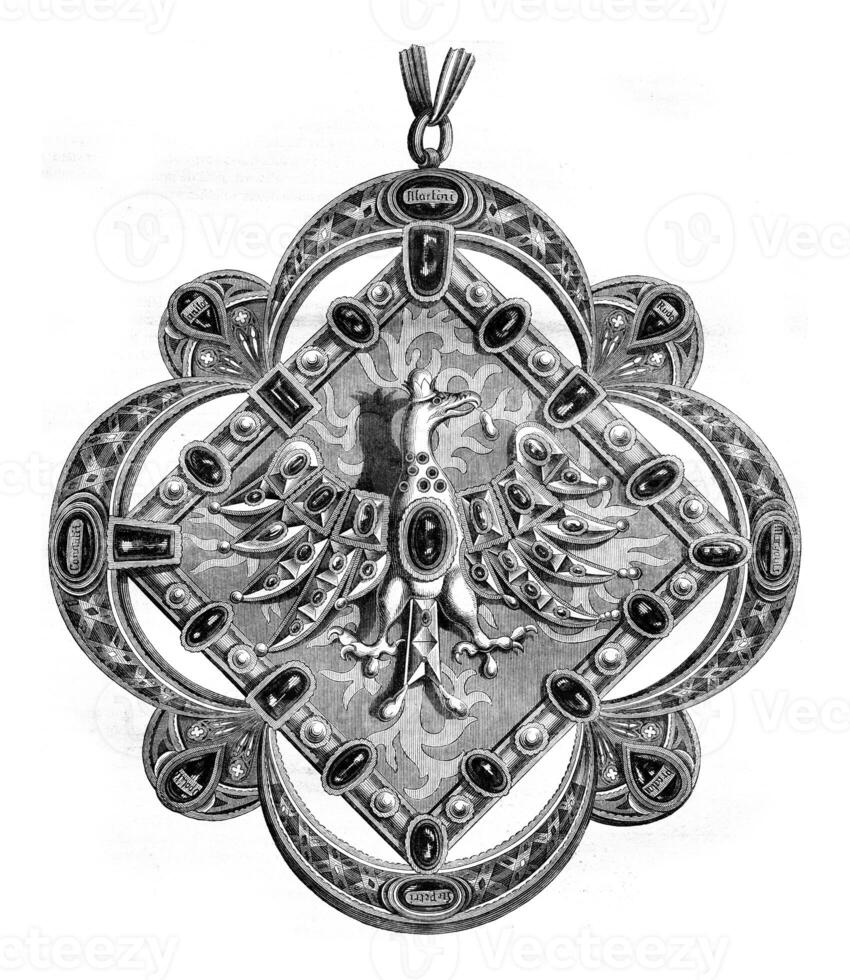 The original gem preserved in the Debruges collection in Paris, vintage engraving. photo