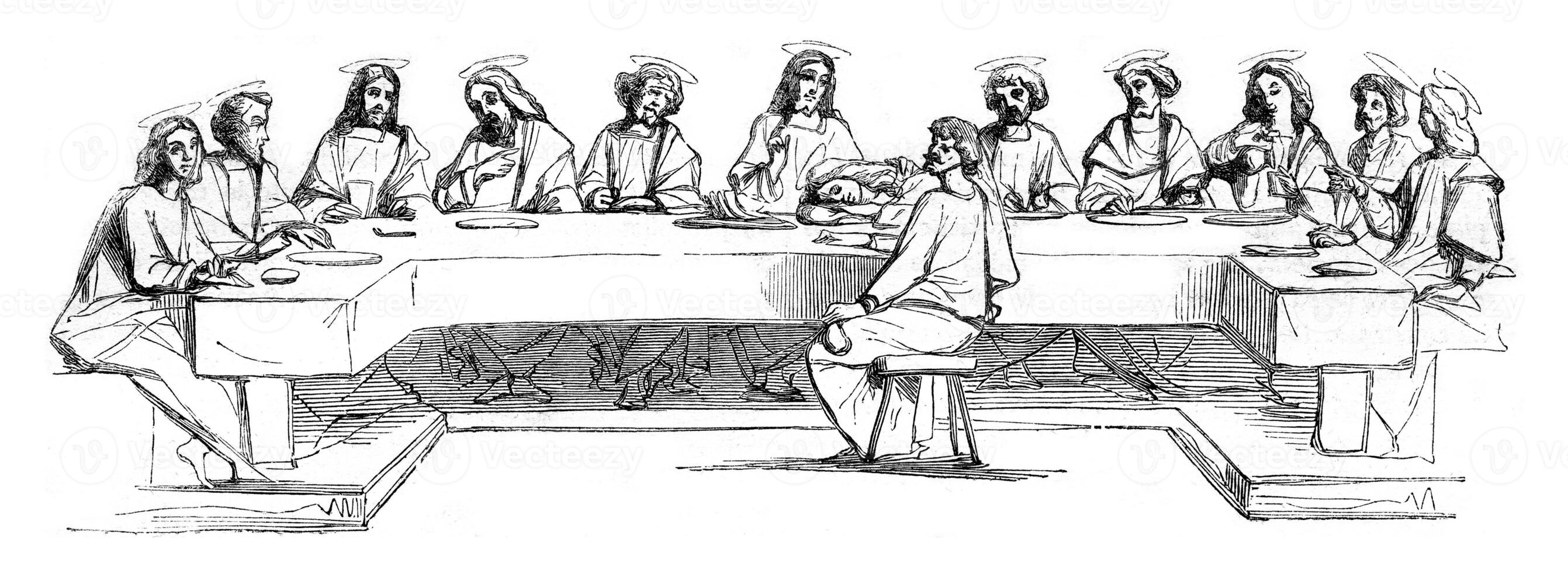 Last Supper, vintage engraving. photo