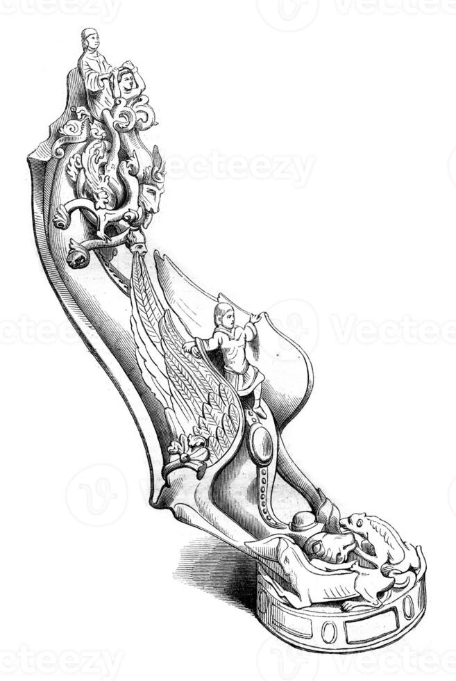 Museum Reims, Fragment of a candelabra of nineteenth century, vintage engraving. photo