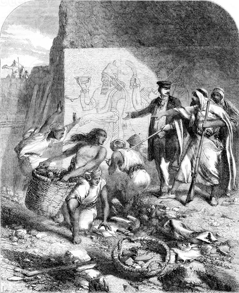 A discovery, vintage engraving. photo