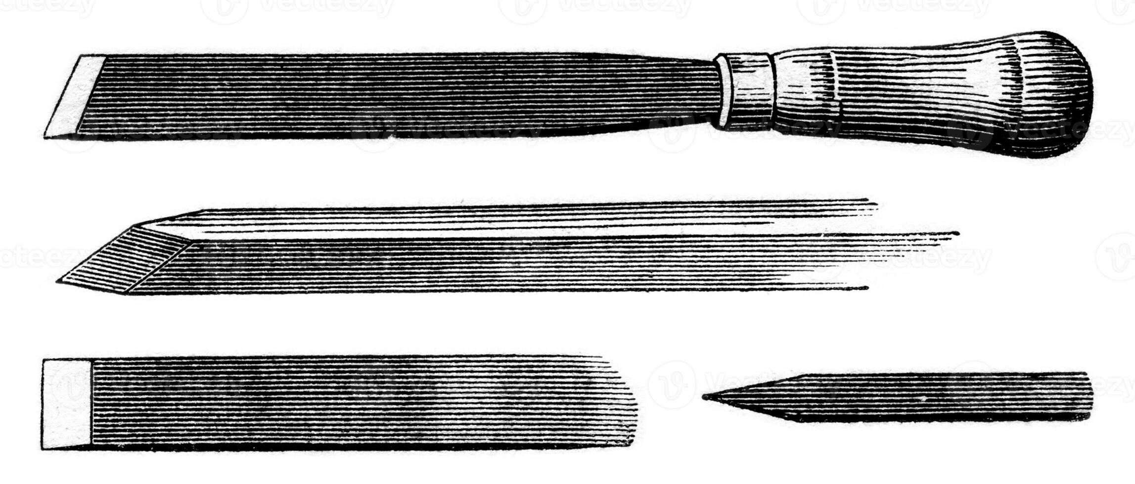 Chisel two bevels, vintage engraving. photo