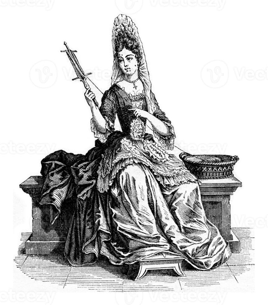Lachesis, vintage engraving. photo