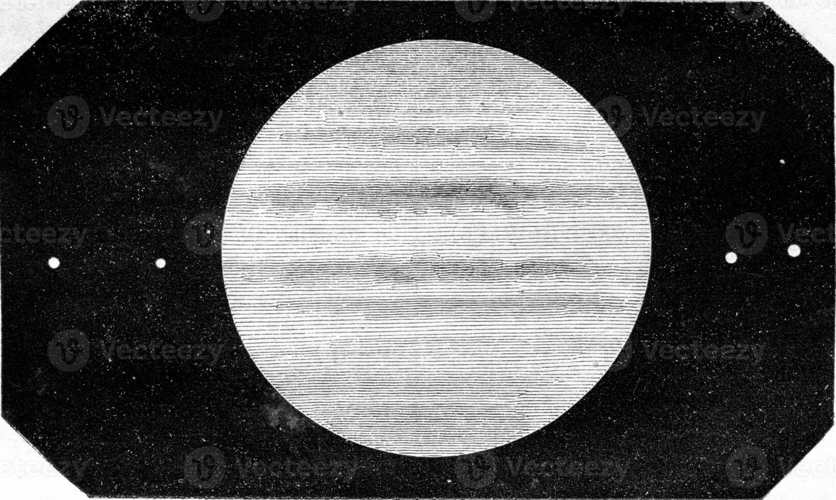 Jupiter as seen from the earth, vintage engraving. photo