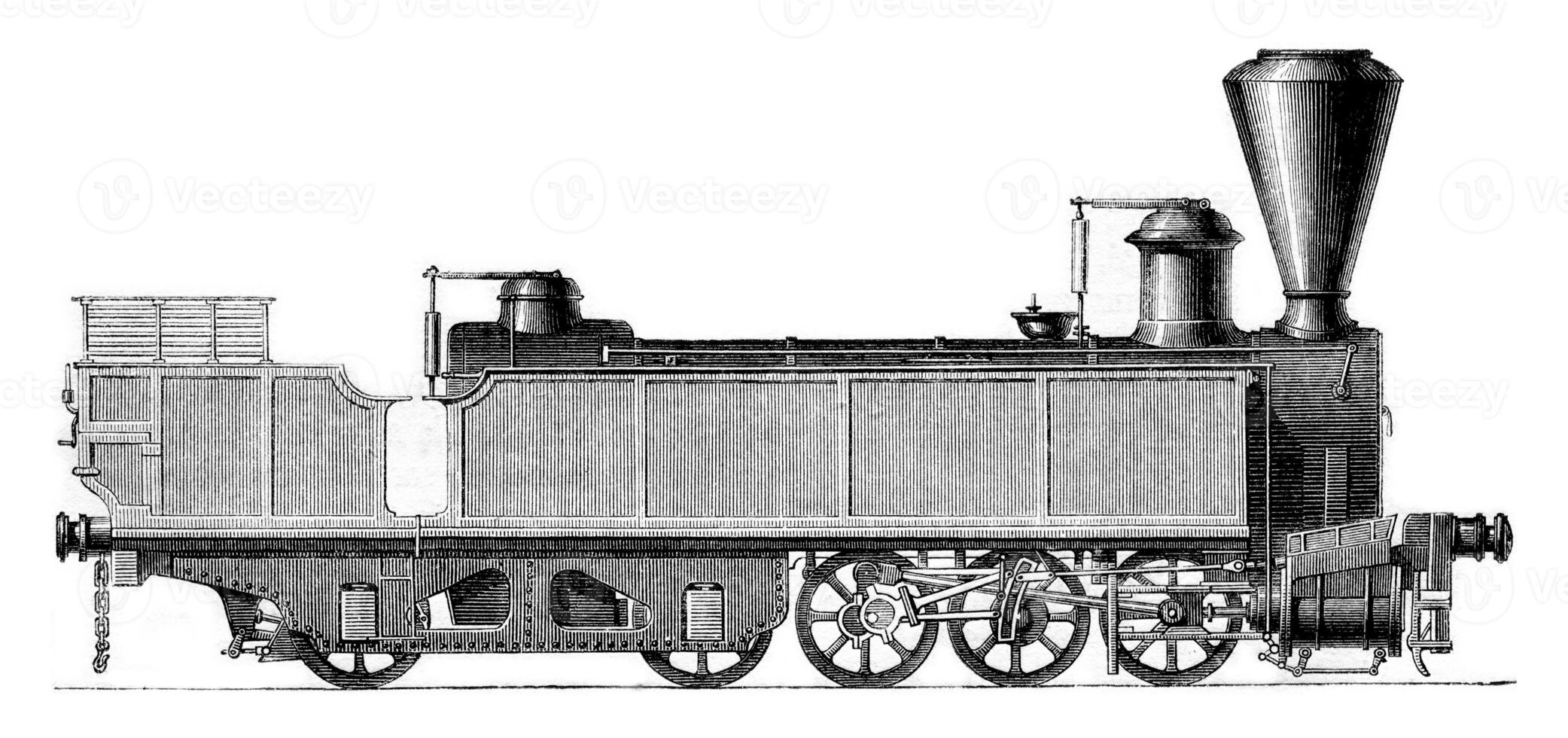 Engerth locomotive, vintage engraving. photo