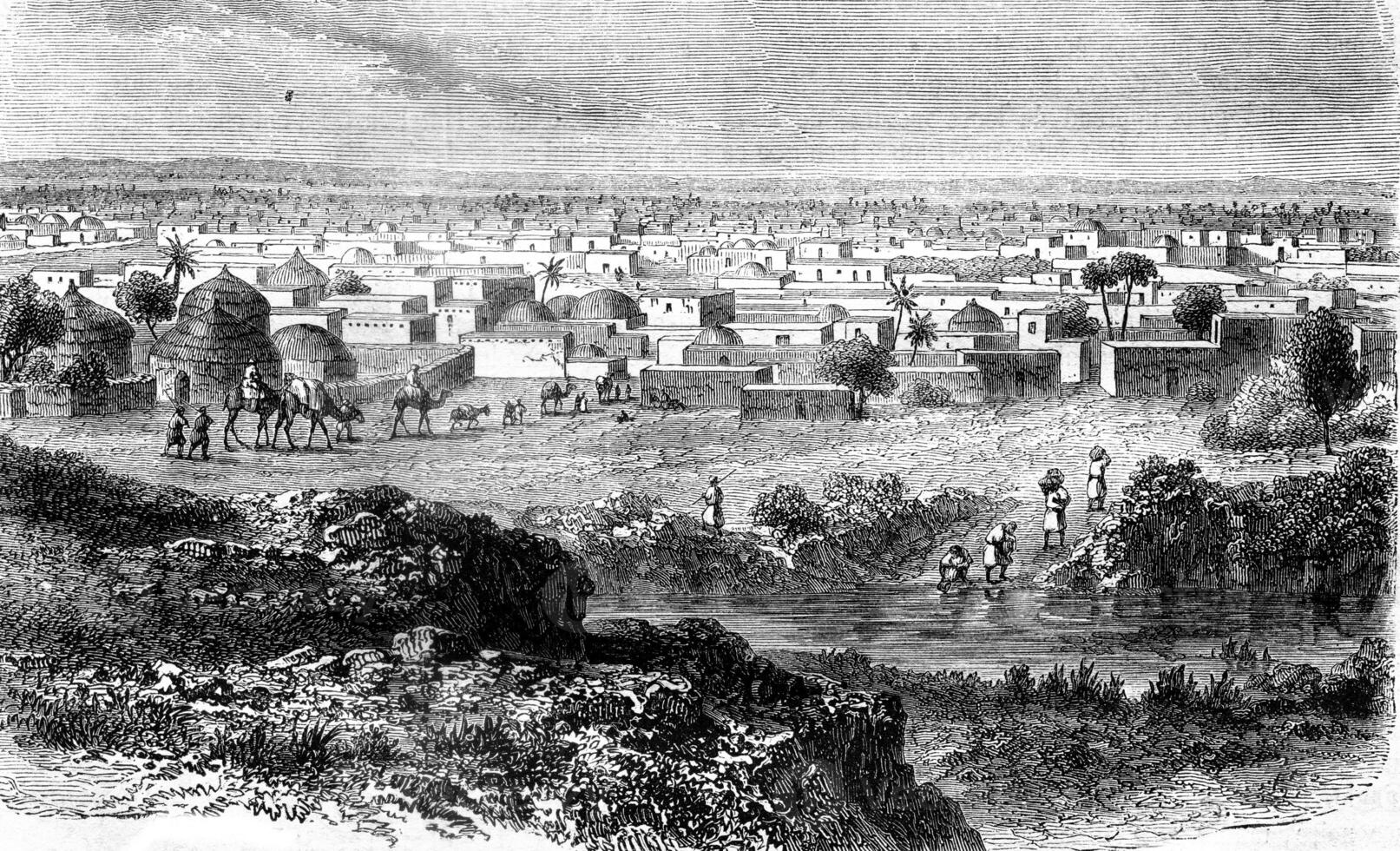 Kano, city of the country of Hausa, vintage engraving. photo