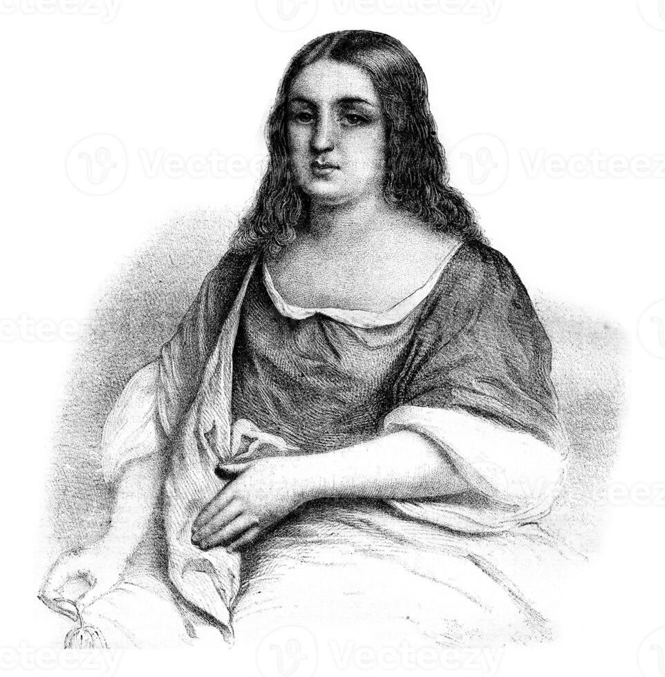 Pocahontas, vintage engraving. photo