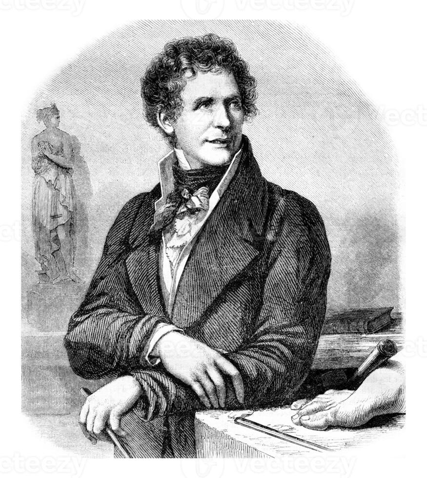 Musee de Montpellier. Portrait of Canova, vintage engraving. photo