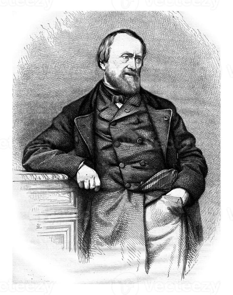 Hippolyte Flandrin, vintage engraving. photo