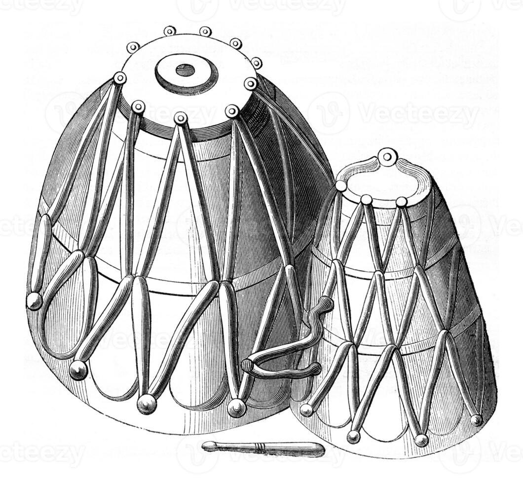 Polish Timpani seventeenth century, vintage engraving. photo