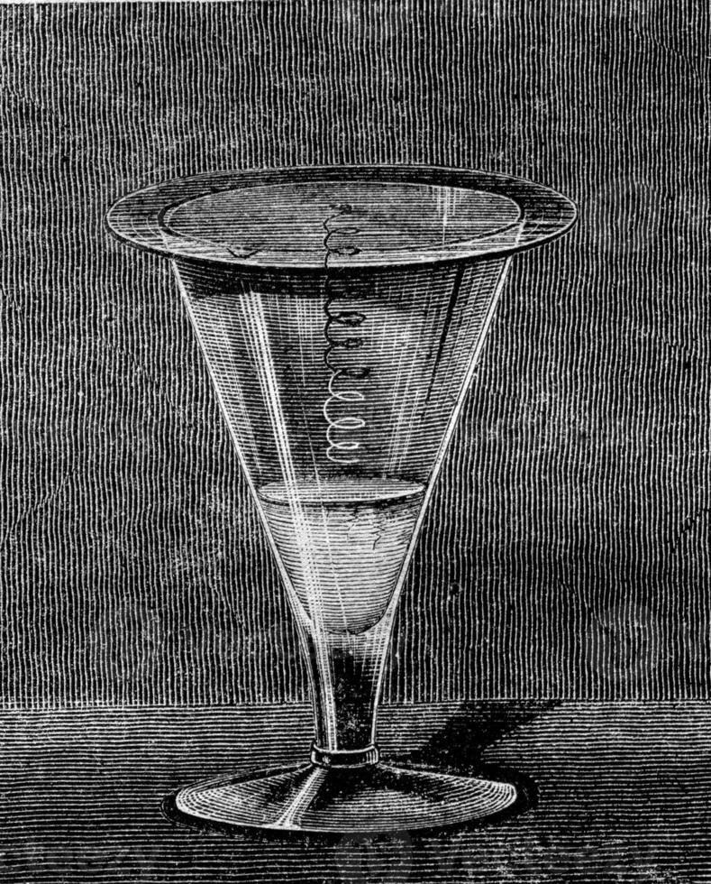 Flameless lamp, vintage engraving. photo