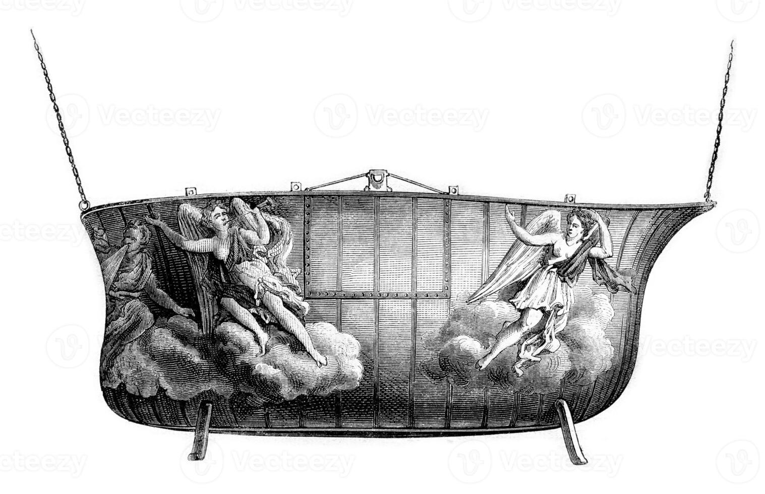 Gondola Blanchard, vintage engraving. photo