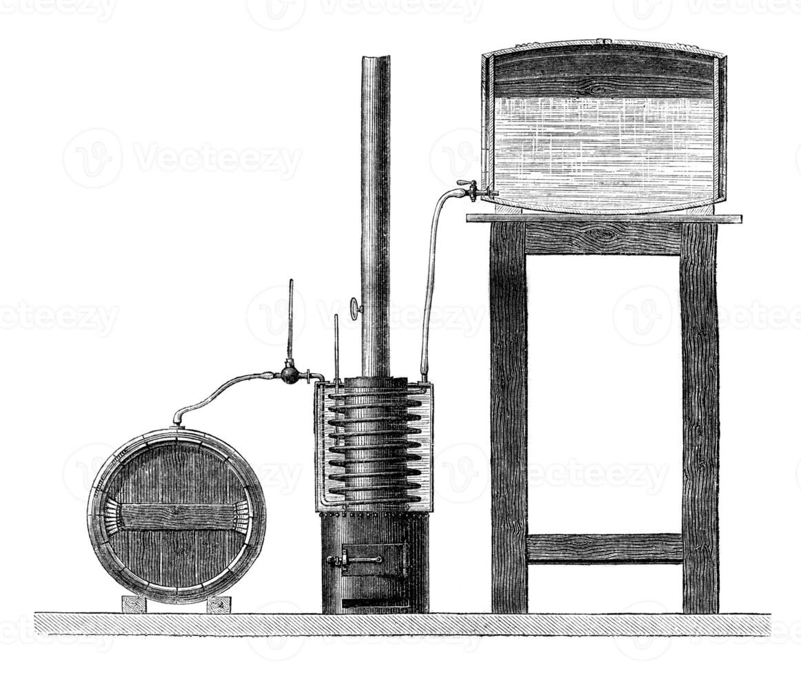 Heating wines, vintage engraving. photo