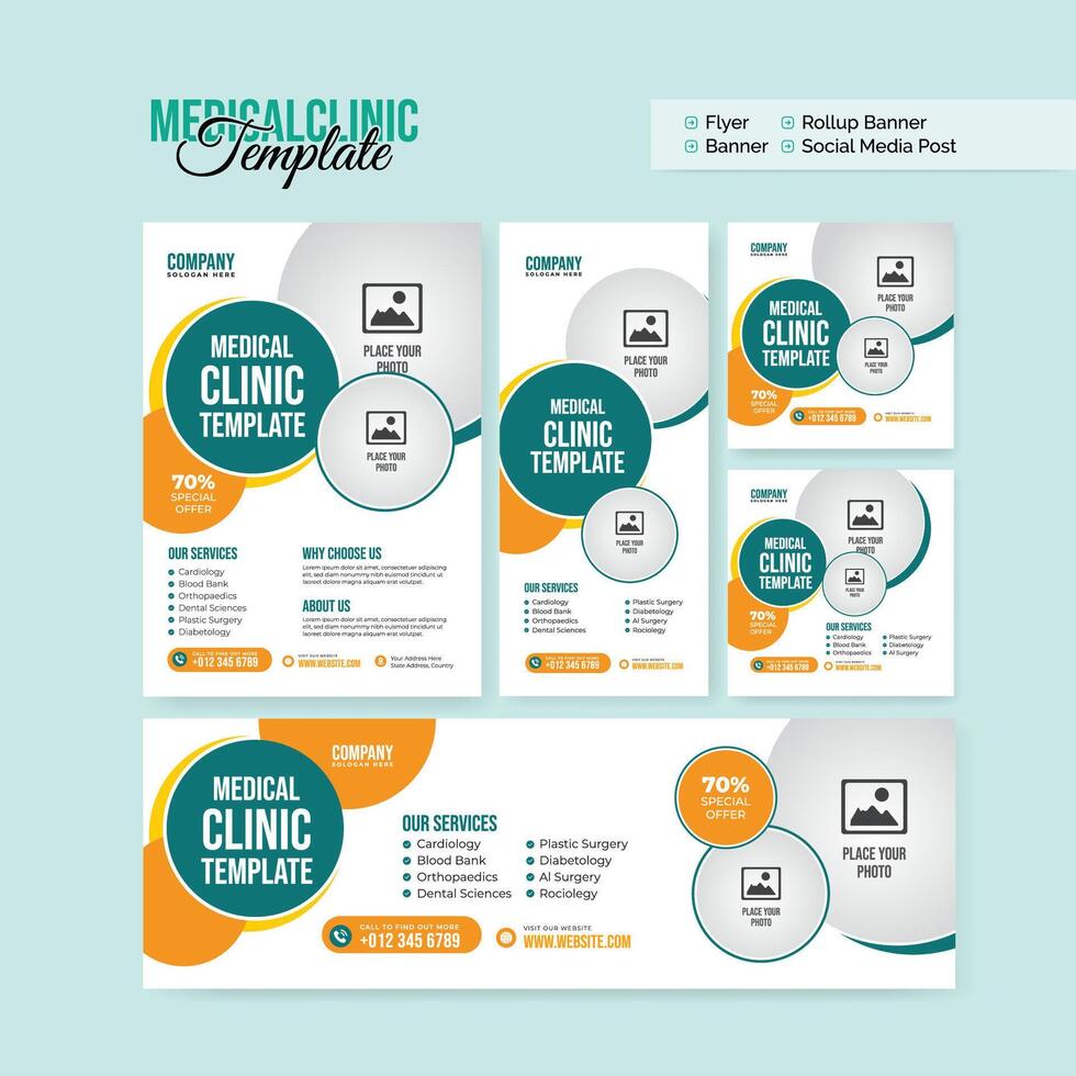 creative and modern flyer rollup banner social media post banner template bundle collection vector