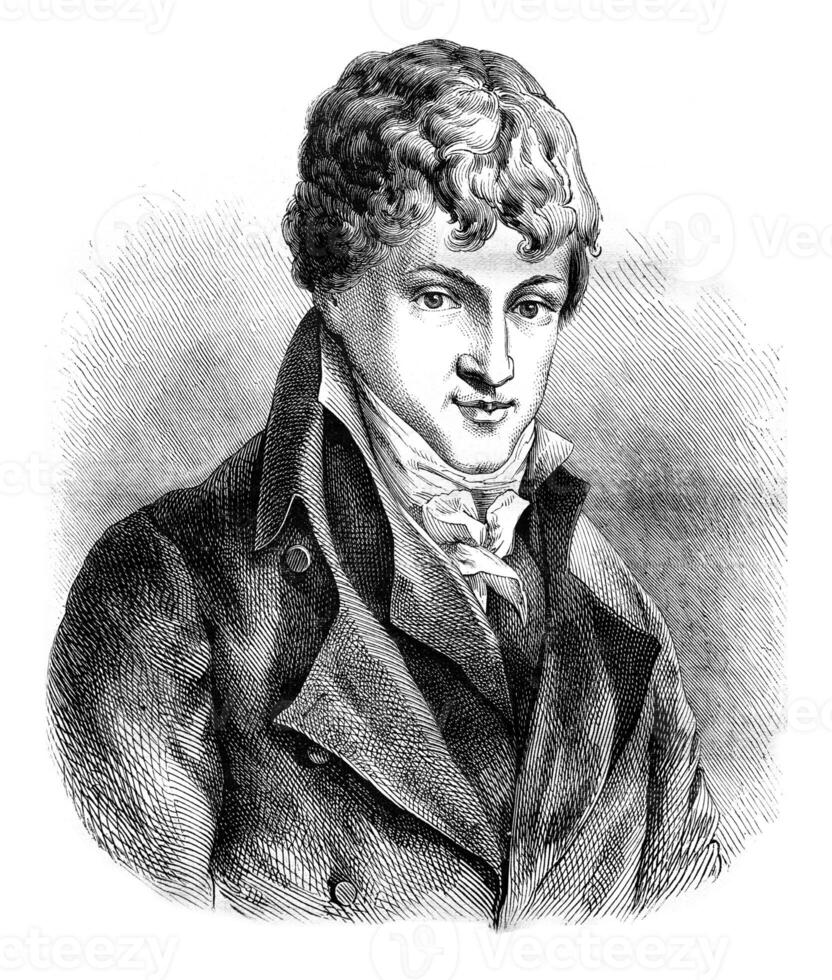 Joseph Acerbi, portrait of preserved at the Manufacture nationale de Sevres, vintage engraving. photo