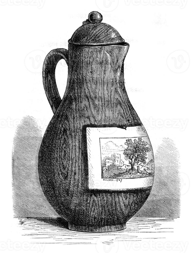 Vase of Niderviller, vintage engraving. photo